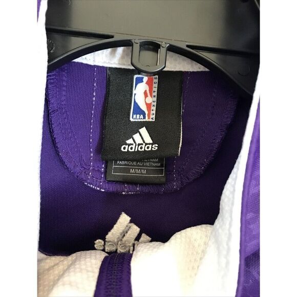 Adidas LOS ANGELES LAKERS PURPLE WHITE WARMUP CLIMALITE JACKET MEN M Full Zip - Picture 4 of 13